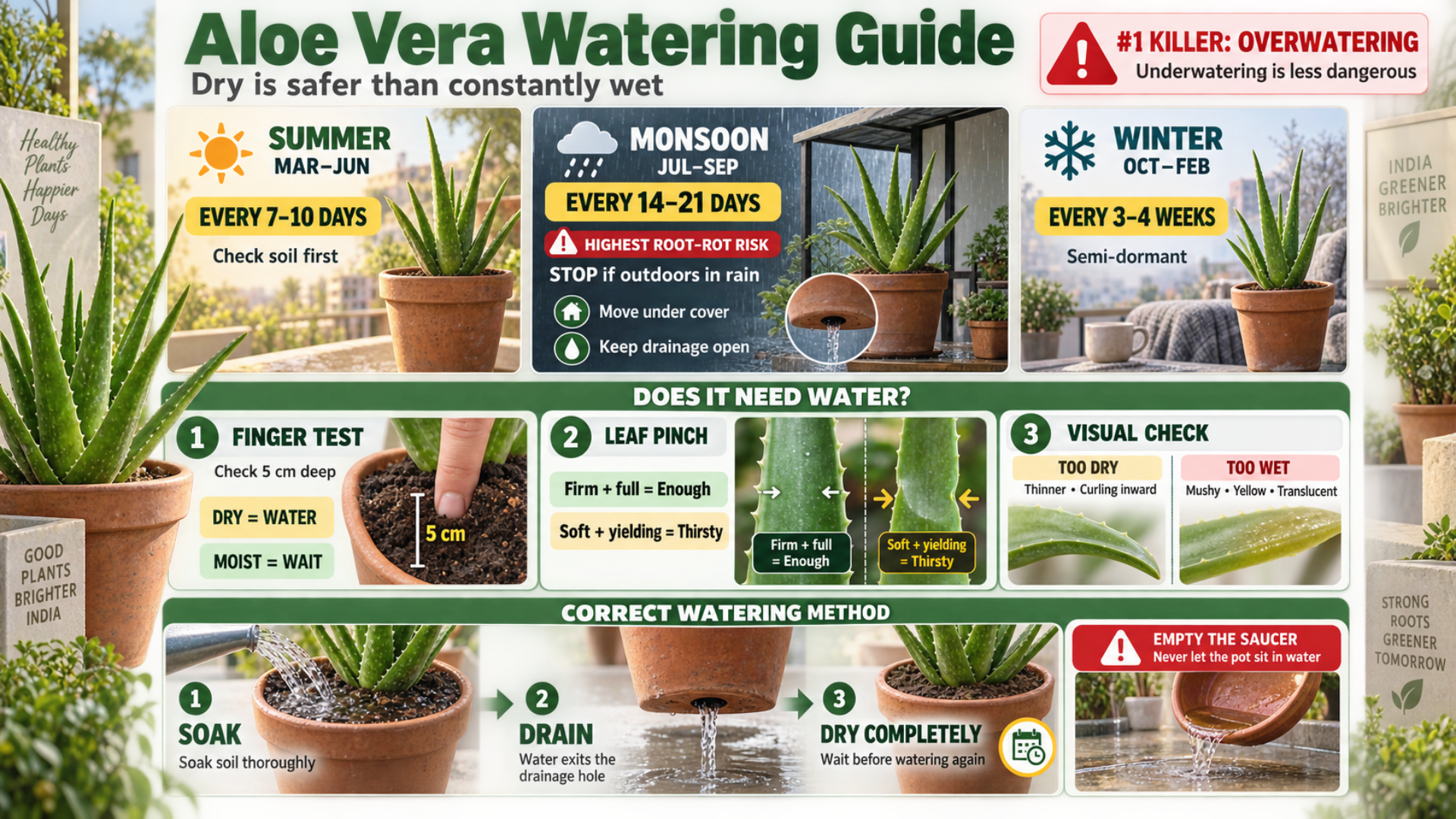 Watering: Summer, Monsoon, and Winter